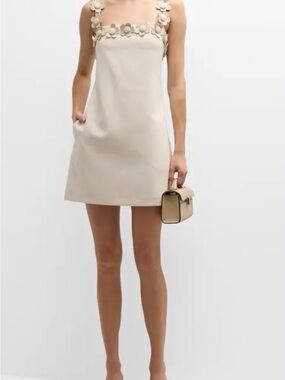 Stellah Cream Floral-Appliqué Mini Dress